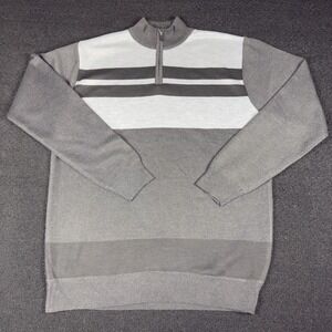 Studio By Omega 1/4 Zip Men's Sweater White & Gray XL Preppy And Casual